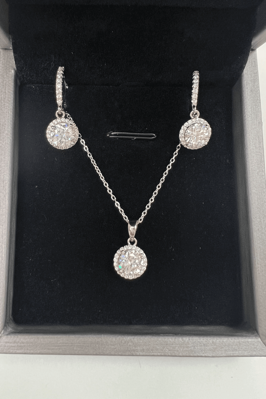 1# BEST Diamond Round Necklace, Earrings Jewelry Bundle Set Gift for Women | #1 Best Most Top Trendy Trending Round Diamond Necklace, Earrings Jewelry Gift for Women, Mother, Wife, Daughter, Ladies | MASON New York