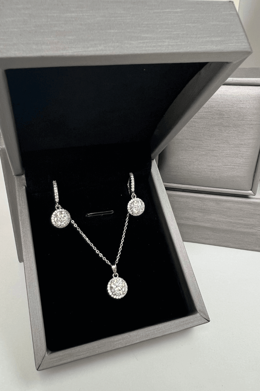 1# BEST Diamond Round Necklace, Earrings Jewelry Bundle Set Gift for Women | #1 Best Most Top Trendy Trending Round Diamond Necklace, Earrings Jewelry Gift for Women, Mother, Wife, Daughter, Ladies | MASON New York