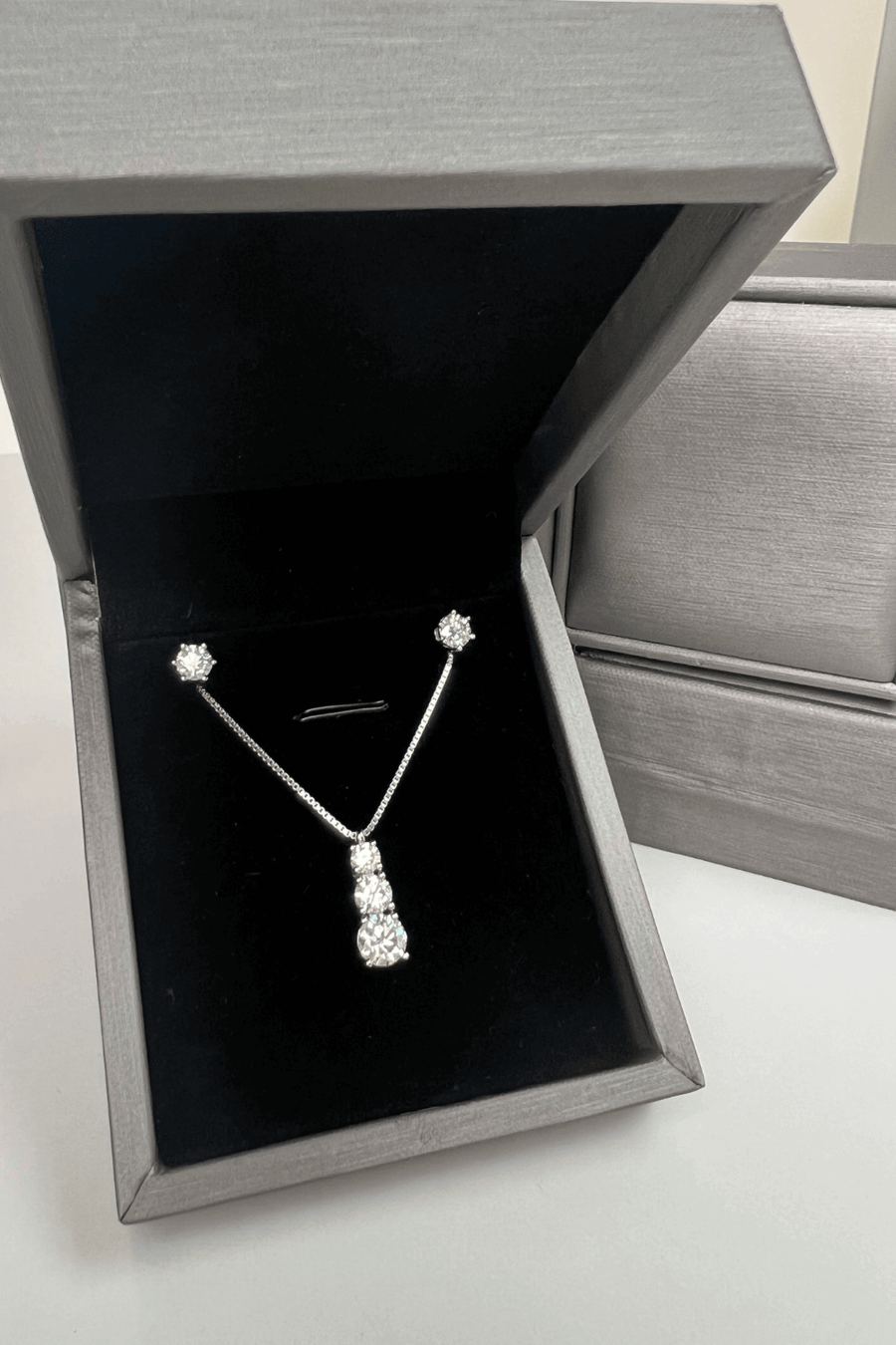 Best Diamond Jewelry Bundle Set Gift | Best Triple Diamond Necklace, Earrings Jewelry Gift for Women, Mother, Wife, Daughter | MASON New York