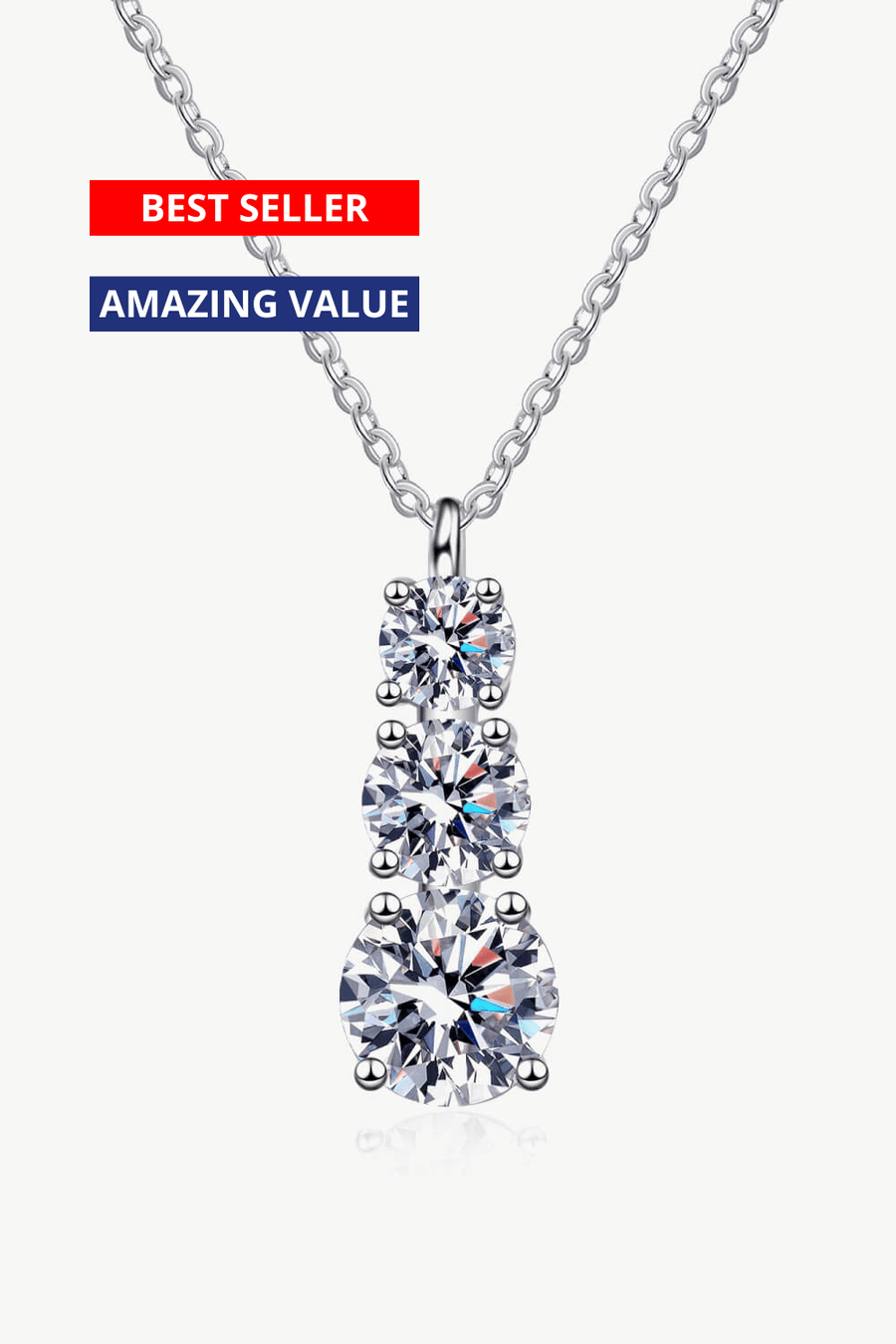 1# BEST Best Diamond Necklace Jewelry Gifts for Women | #1 Best Most Top Trendy Trending 1.8 Carat Diamond Triple-Pendant Necklace Gift for Women, Ladies | MASON New York
