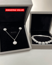 Diamond Necklace Bracelet Earrings Bundle Set - MASON TENNIS™ Perfect Floral - 18K White Gold / Lab Grown (-$2000)