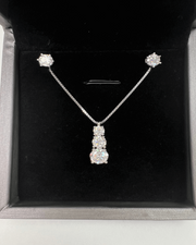Diamond Necklace Earrings Bundle Set - Triple - 18K White Gold / Lab Grown (-$2000)