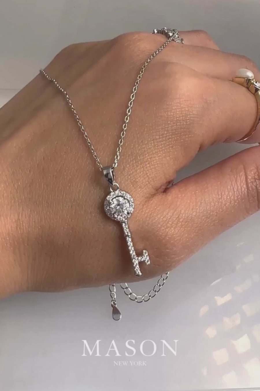 1 Carat Diamond Key Pendant Necklace
