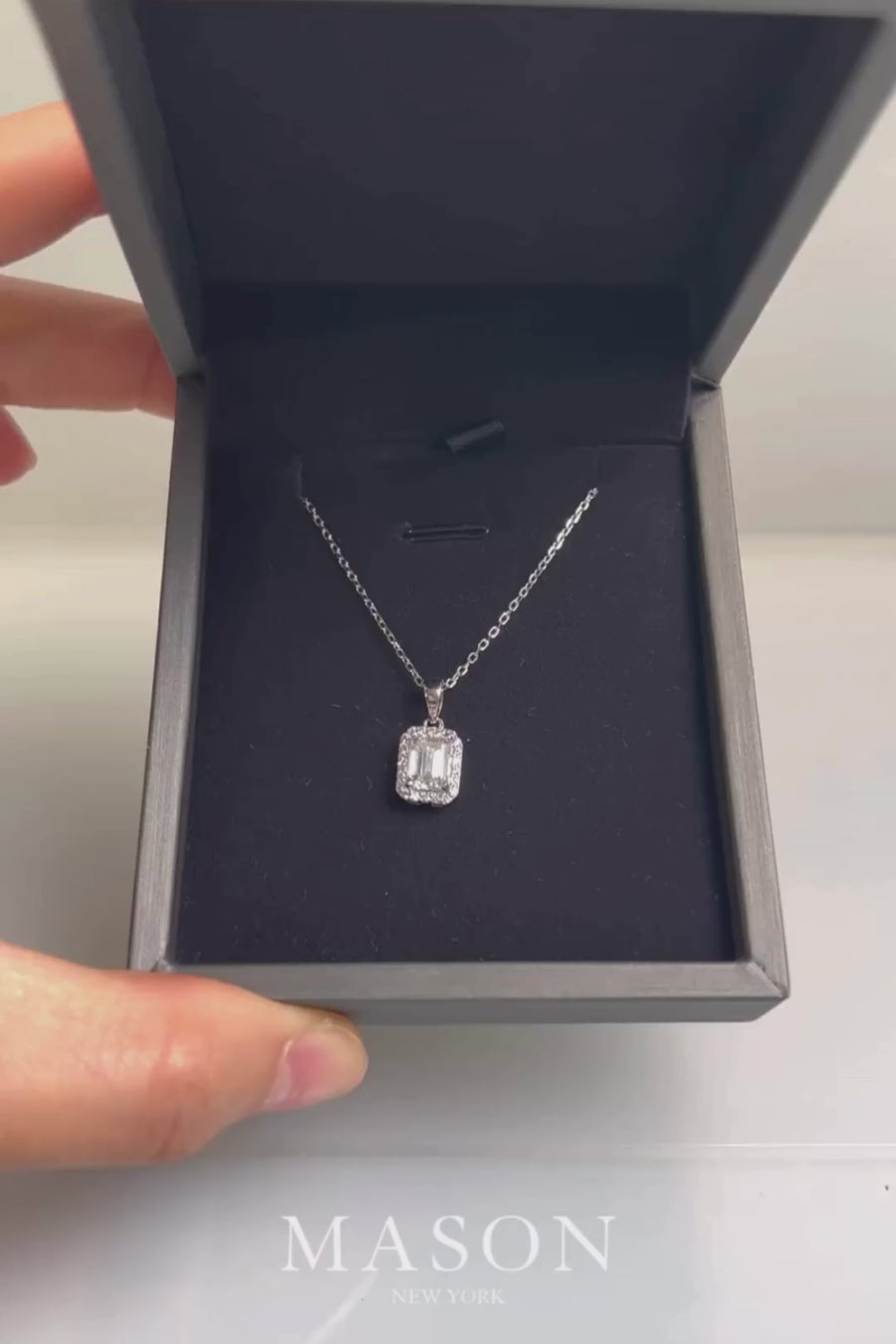1 Carat Emerald Diamond Pendant Necklace