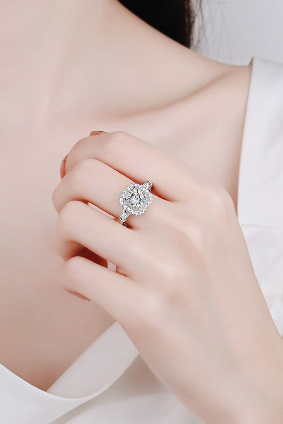 Best Diamond Ring Jewelry Gifts for Women | 2 Carat Asscher Diamond Ring - So Much Shine | MASON New York