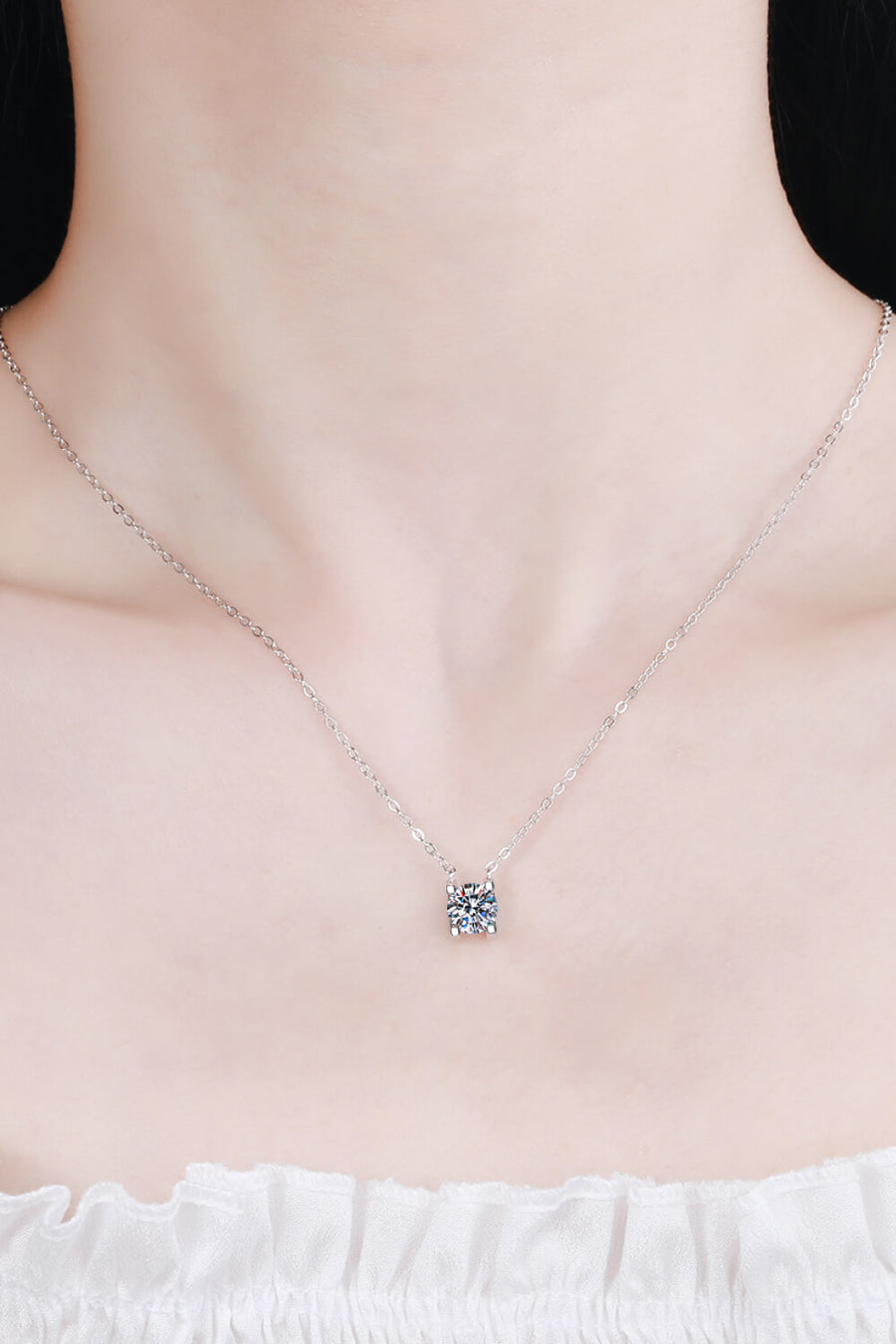 Best Moissanite Necklace Jewelry Gifts for Women | 1 Carat Round Moissanite Chain Necklace | MASON New York